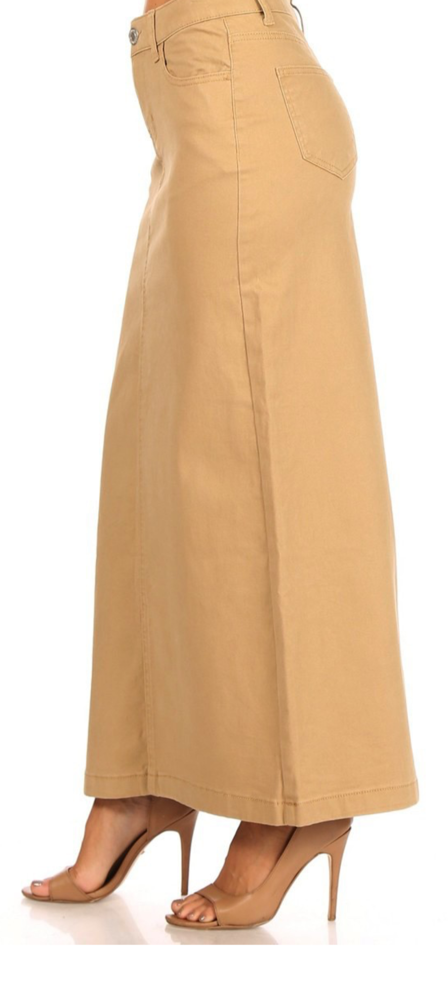 Long Modest Tan Denim Skirt