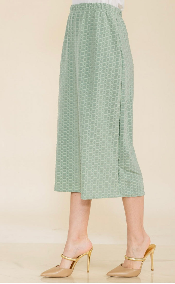 Liza Lou's Black, Sage Mint, or Turquoise Midi Honeycomb Skirt Stretchy Dress Skirt
