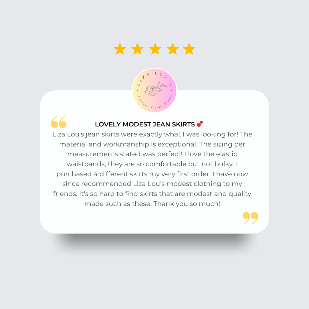 Women’s Long Modest Denim Maxi Skirt Dark Indigo Blue with elastic waist