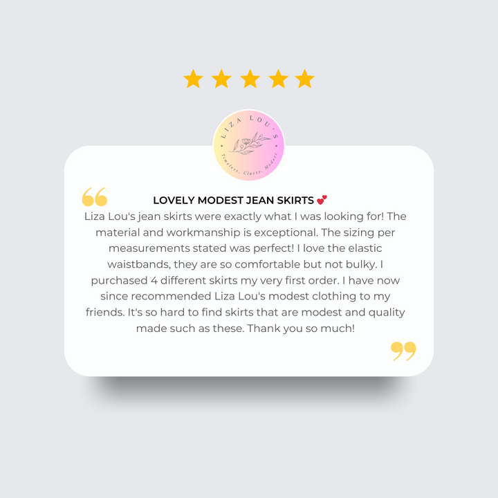 Women’s Long Modest Denim Maxi Skirt Dark Indigo Blue with elastic waist