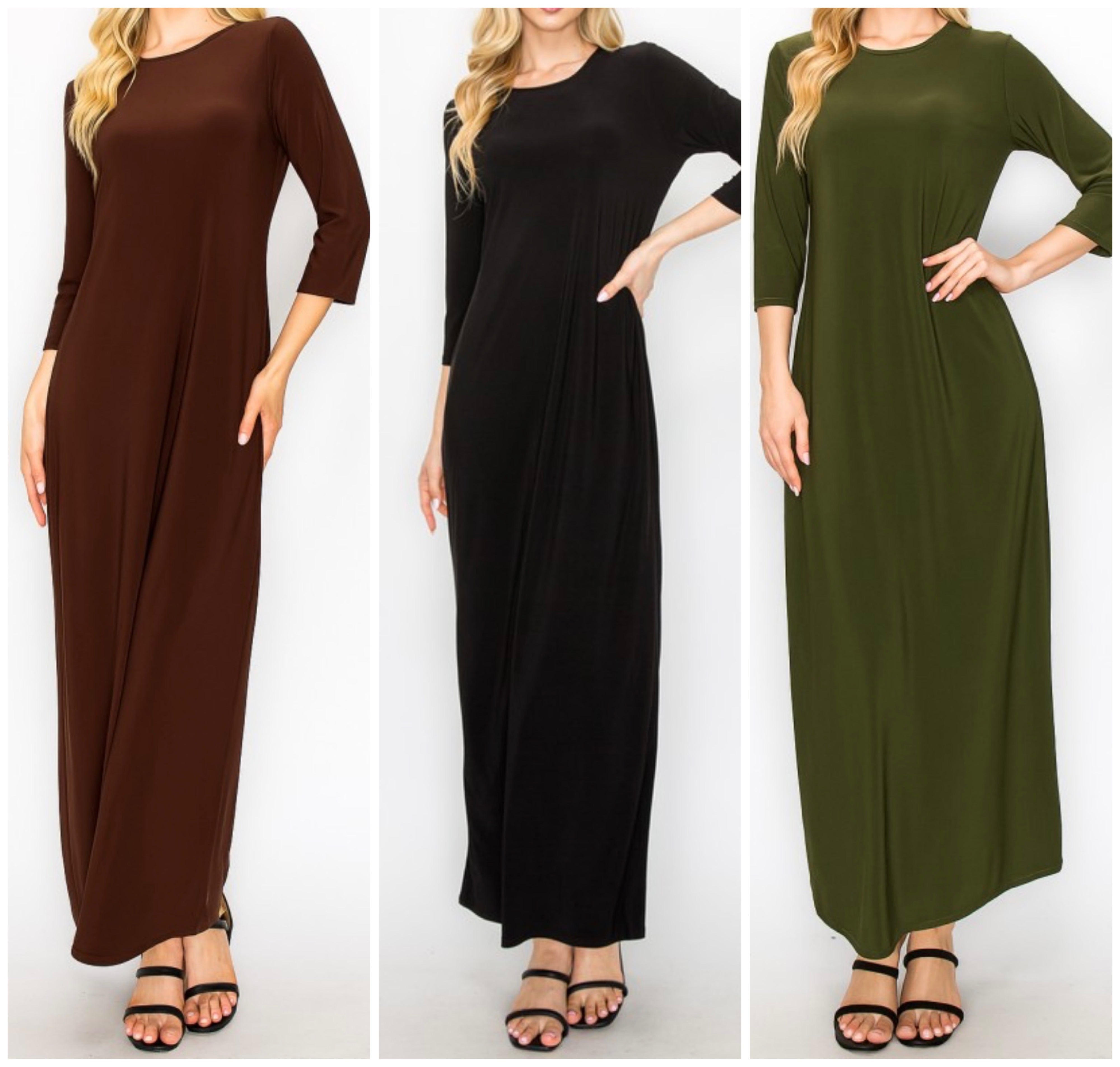 chinese dress ladies Liza's Long Modest Maxi Layering Dress Black Misses & Plus Sizes – Liza  Lou's