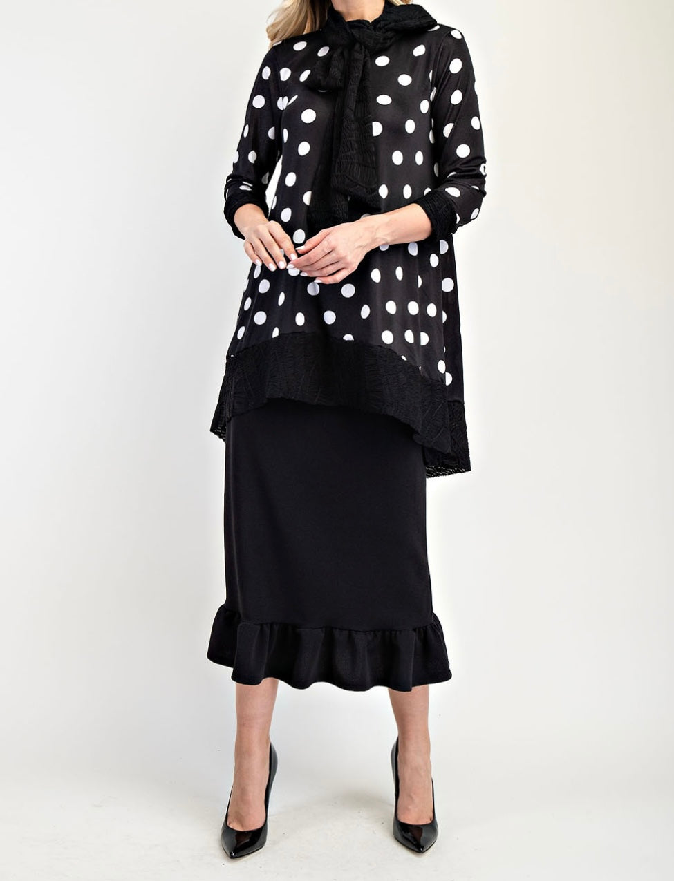 Liza Lou's Monique Liverpool Black Skirt with Bottom Ruffle