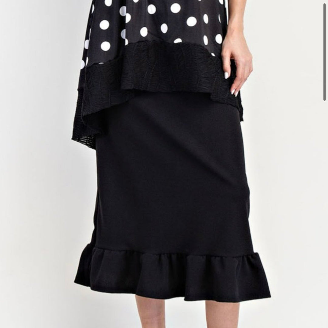 Liza Lou's Monique Liverpool Black Skirt with Bottom Ruffle