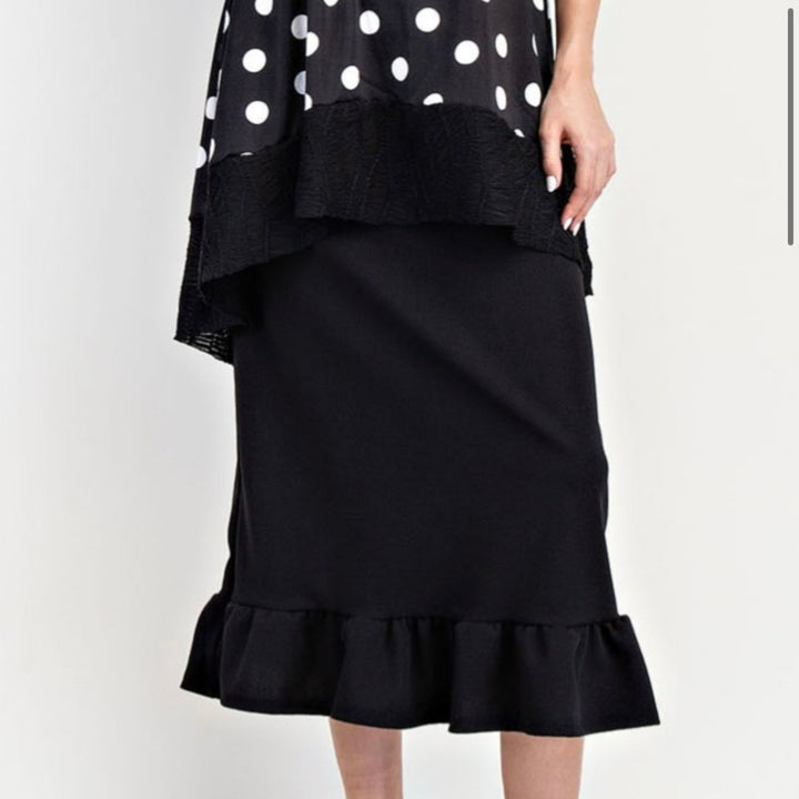 Liza Lou's Monique Liverpool Black Skirt with Bottom Ruffle