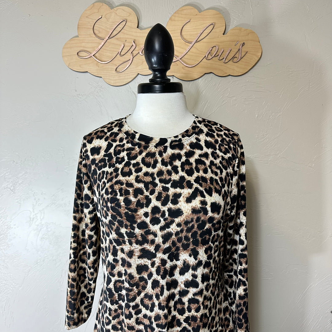 Liza Lou's Animal Print Long Layering Dress with Bottom Ruffles