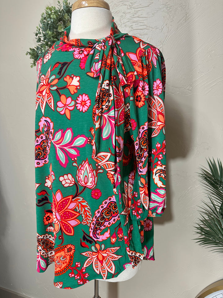 Liza Lou’s Colorful Paisley Top w/ Tie