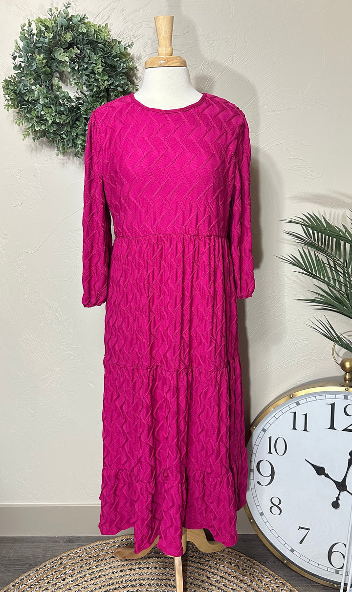 Liza Lou's Lined Long Modest Magenta Pink Molly Dress