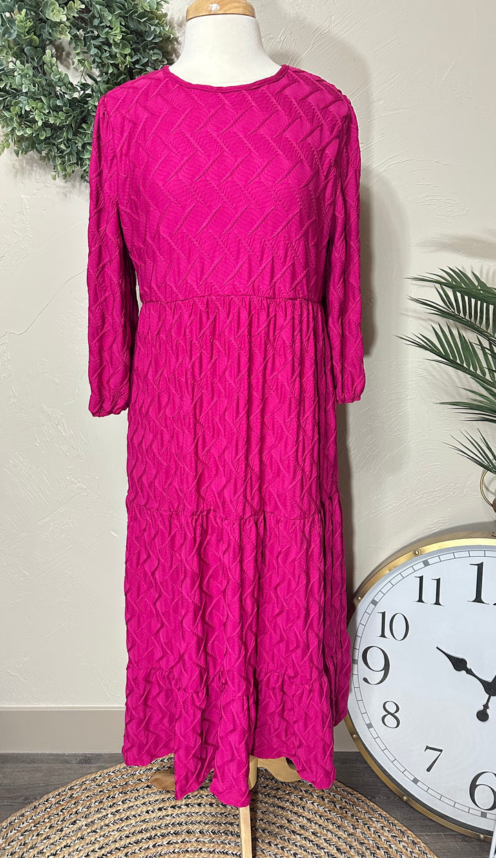 Liza Lou's Lined Long Modest Magenta Pink Molly Dress