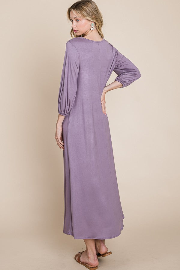 Light Lilac Purple Soft Knit Maxi Layering Dress