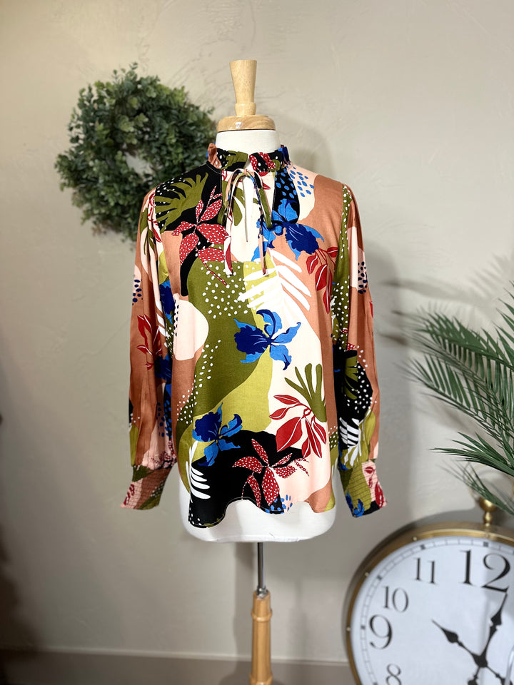 Challis Floral Printed Elegant Blouse Top