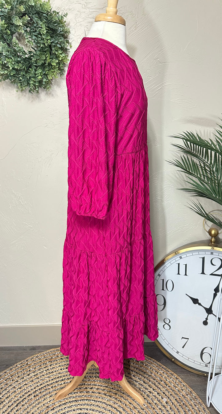 Liza Lou's Lined Long Modest Magenta Pink Molly Dress