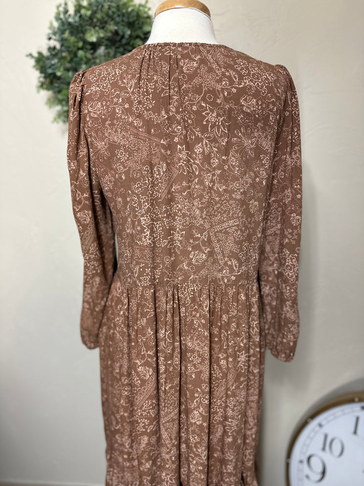 brownTiered Long Modest Dress
