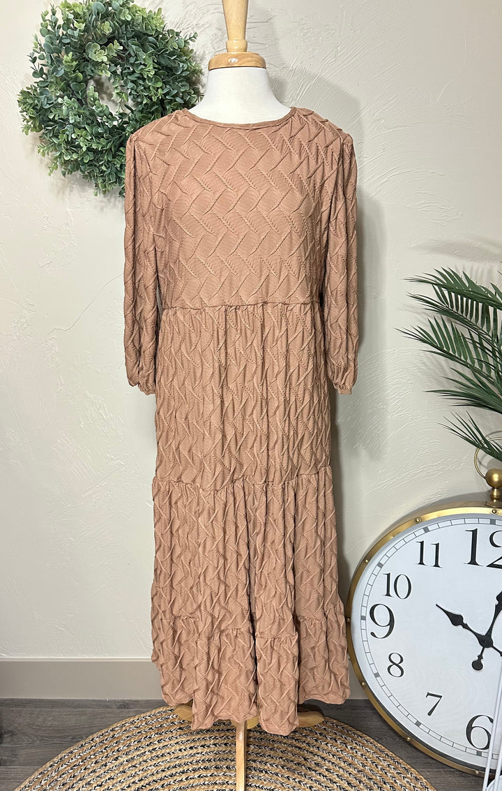 Liza Lou's Lined Long Modest Taupe Molly Dress