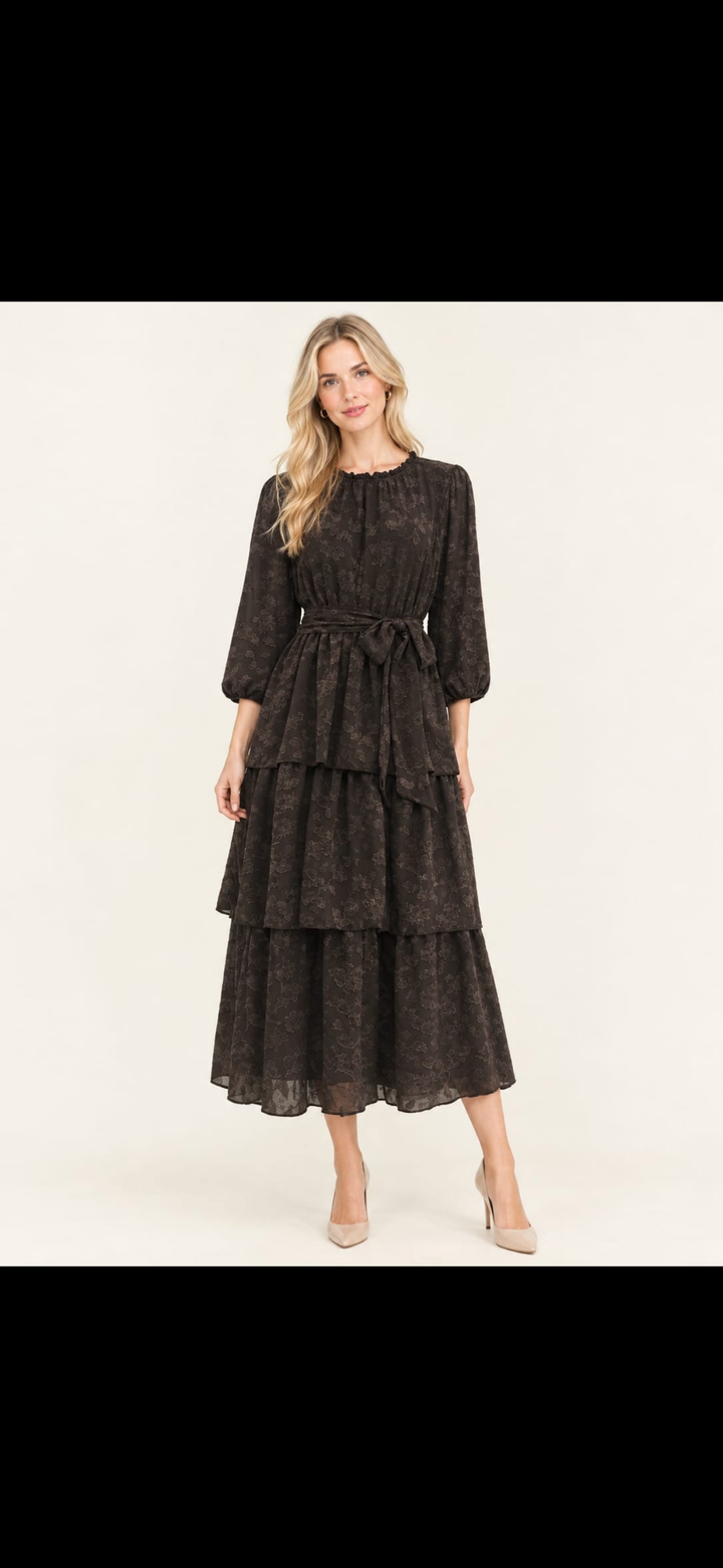 Liza Lou’s Chocolate Brown Lace Elegant Dress