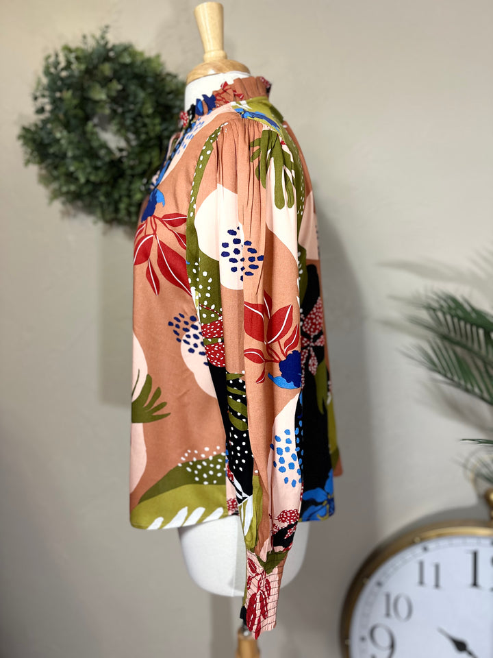 Challis Floral Printed Elegant Blouse Top