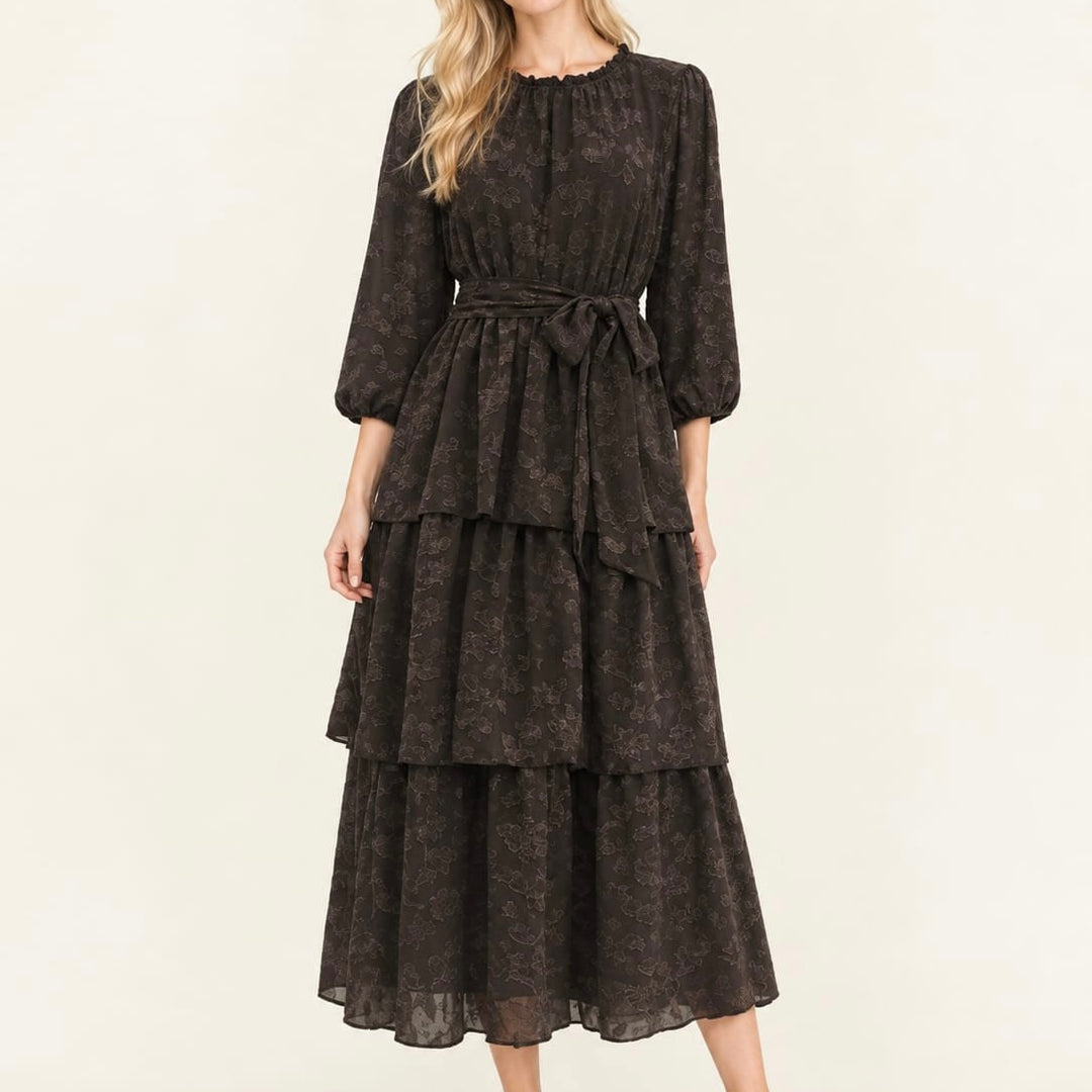 Liza Lou’s Chocolate Brown Lace Elegant Dress