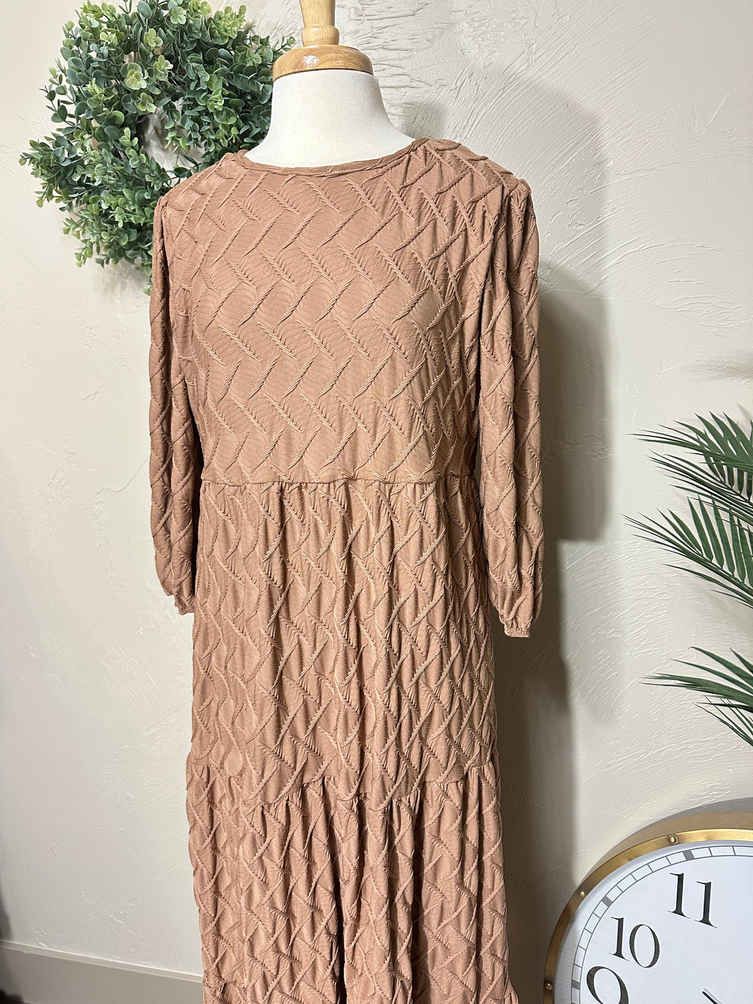 Liza Lou's Lined Long Modest Taupe Molly Dress