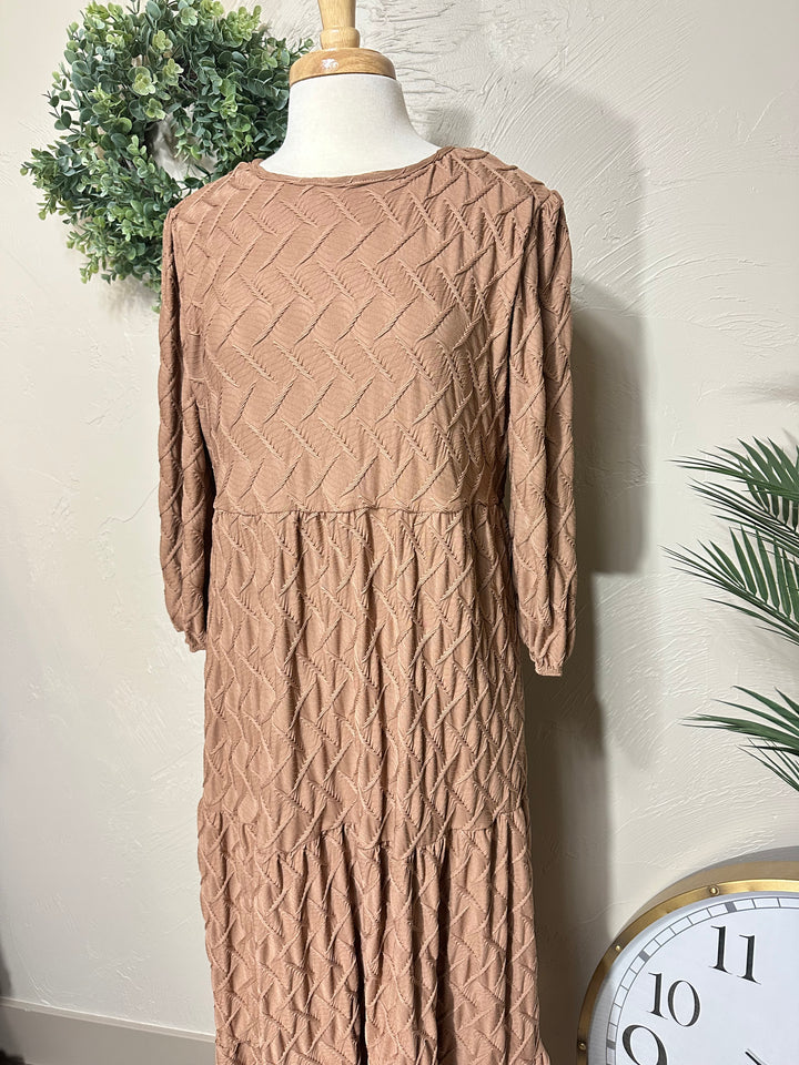 Liza Lou's Lined Long Modest Taupe Molly Dress