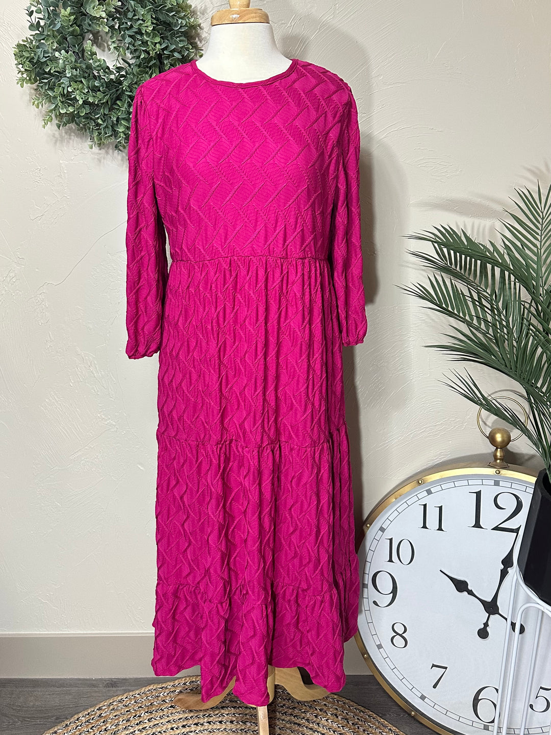 Liza Lou's Lined Long Modest Magenta Pink Molly Dress