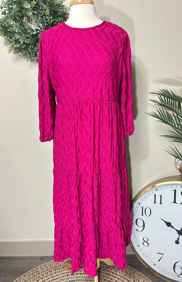 Liza Lou's Lined Long Modest Magenta Pink Molly Dress