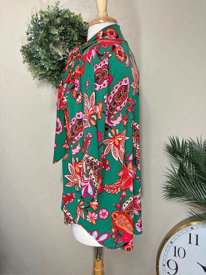 Liza Lou’s Colorful Paisley Top w/ Tie