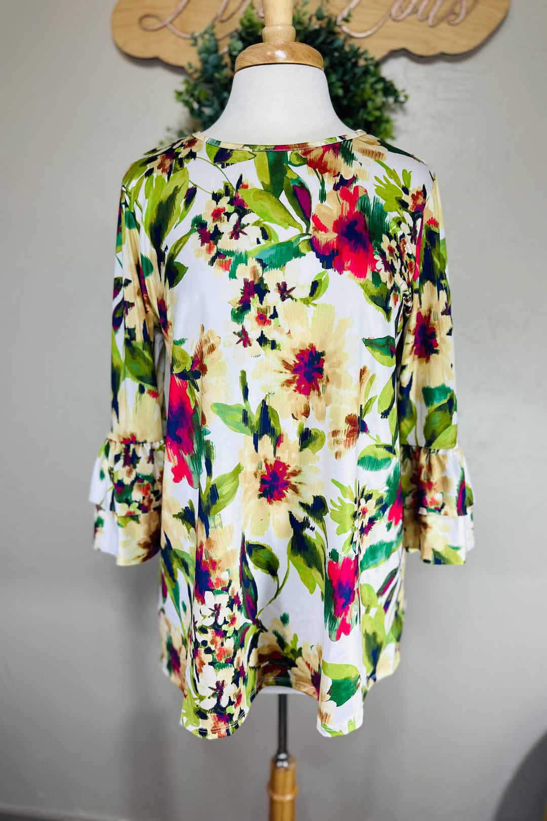 Sonika Floral Layering Top with Non Slip Sleeves Misses & Plus Sizes