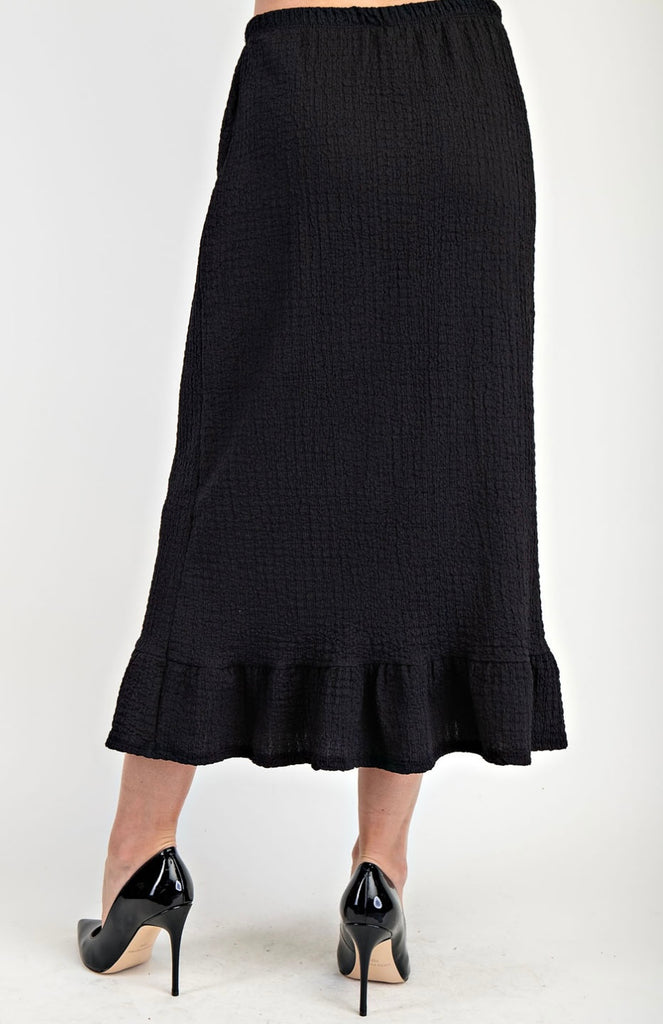 Liza Lou's Monique Textured Fabric Black Skirt