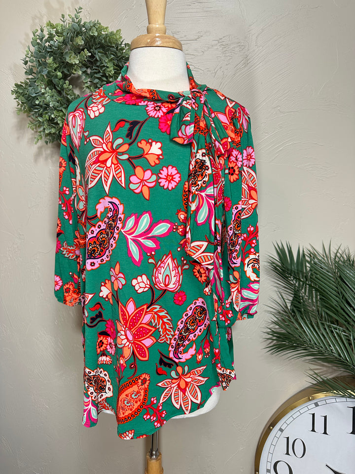 Liza Lou’s Colorful Paisley Top w/ Tie