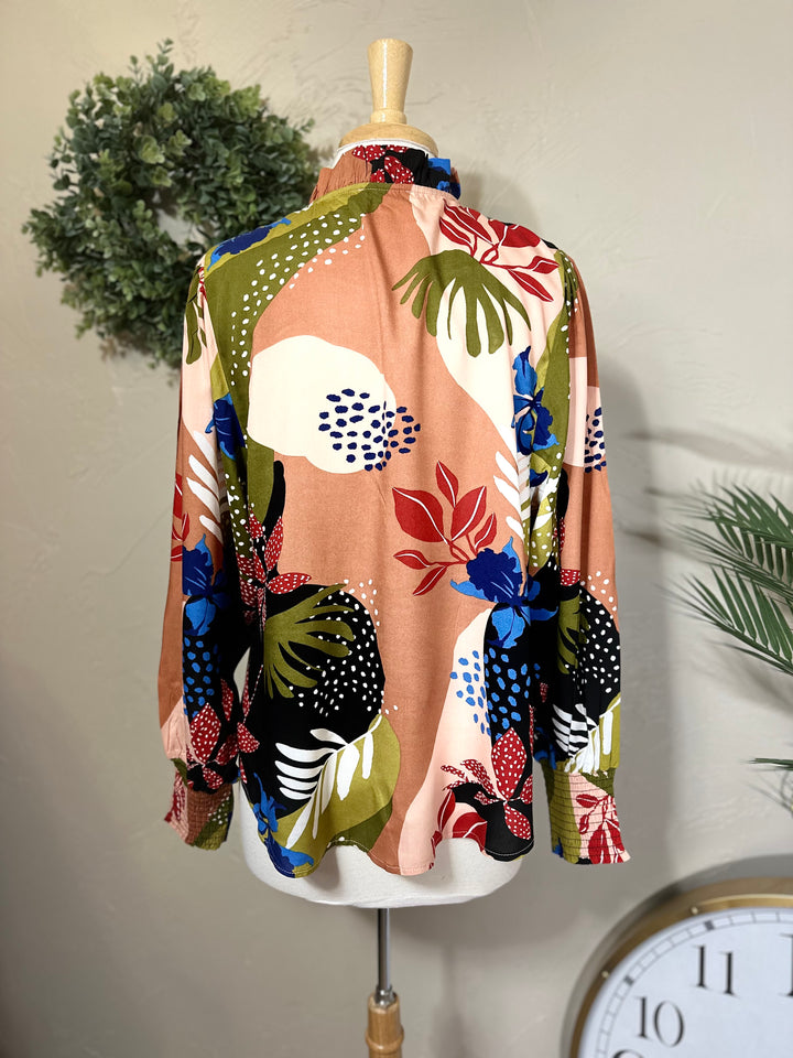 Challis Floral Printed Elegant Blouse Top