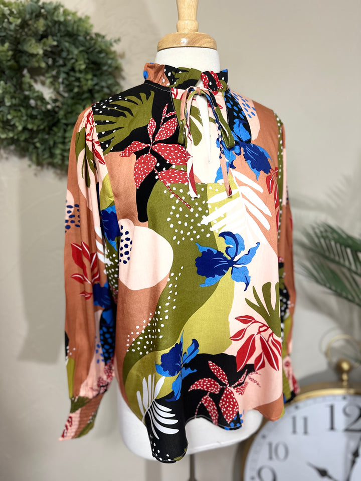 Challis Floral Printed Elegant Blouse Top
