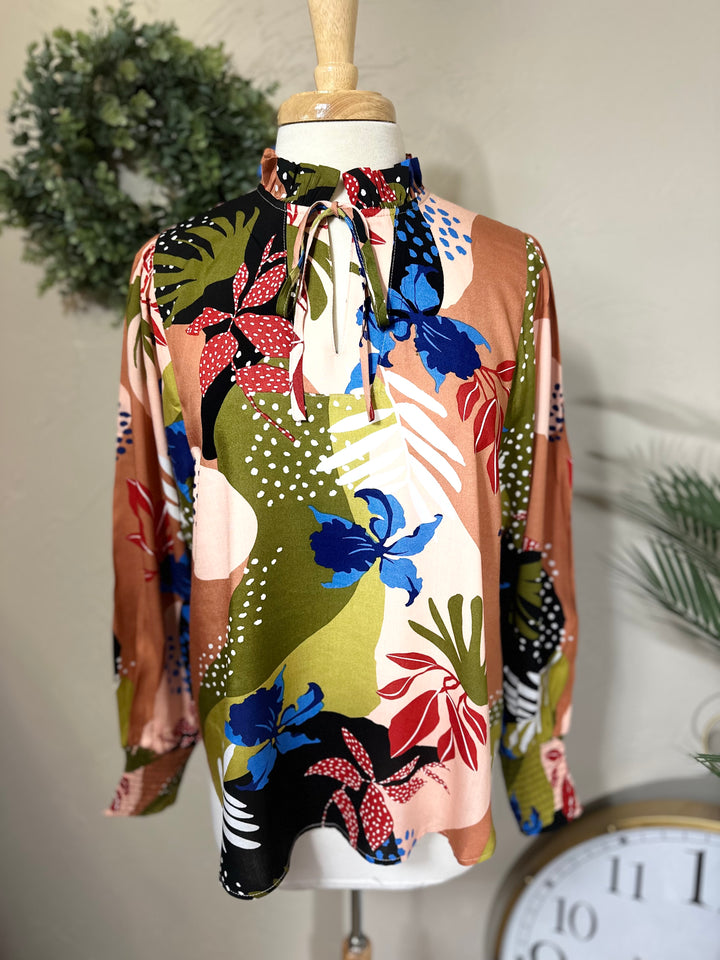 Challis Floral Printed Elegant Blouse Top