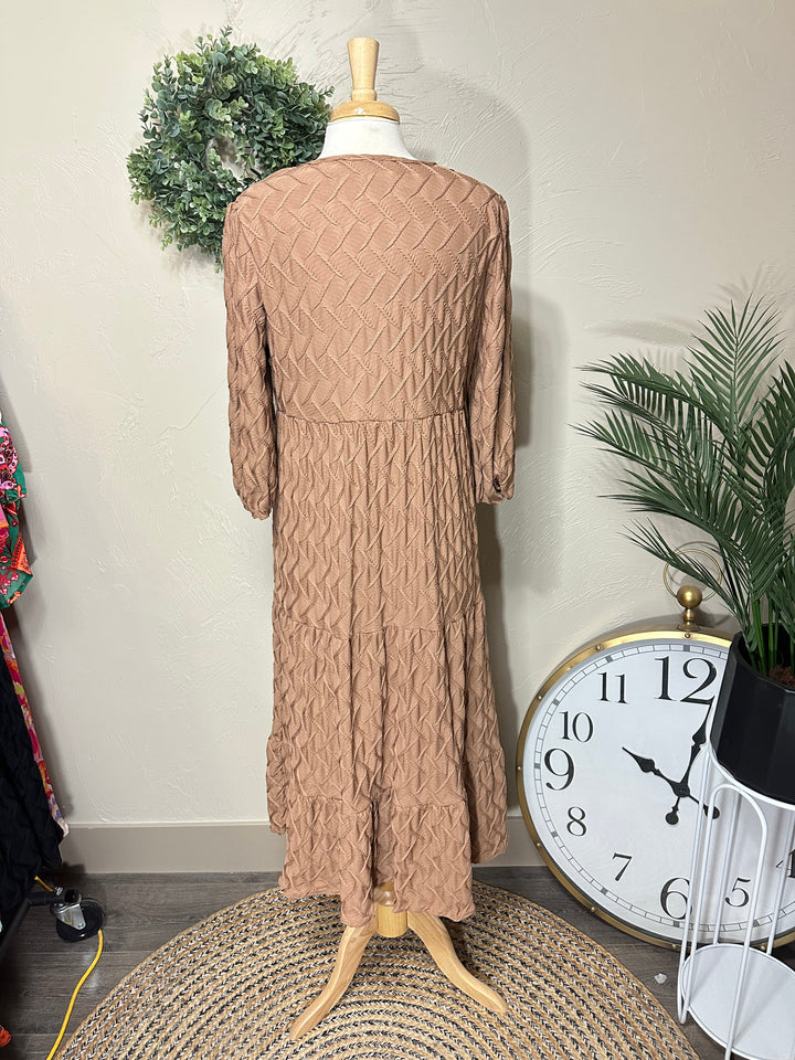 Liza Lou's Lined Long Modest Taupe Molly Dress