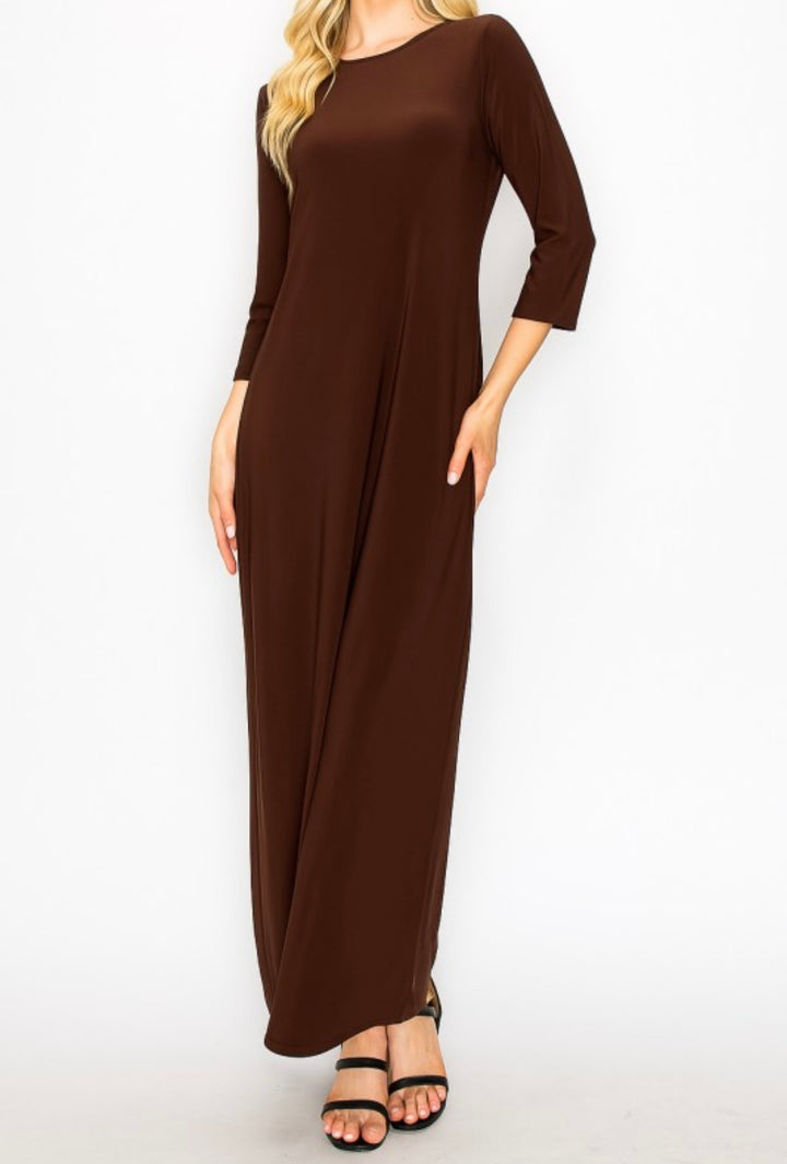 Liza's Long Modest Maxi Layering Dress Black Misses & Plus Sizes