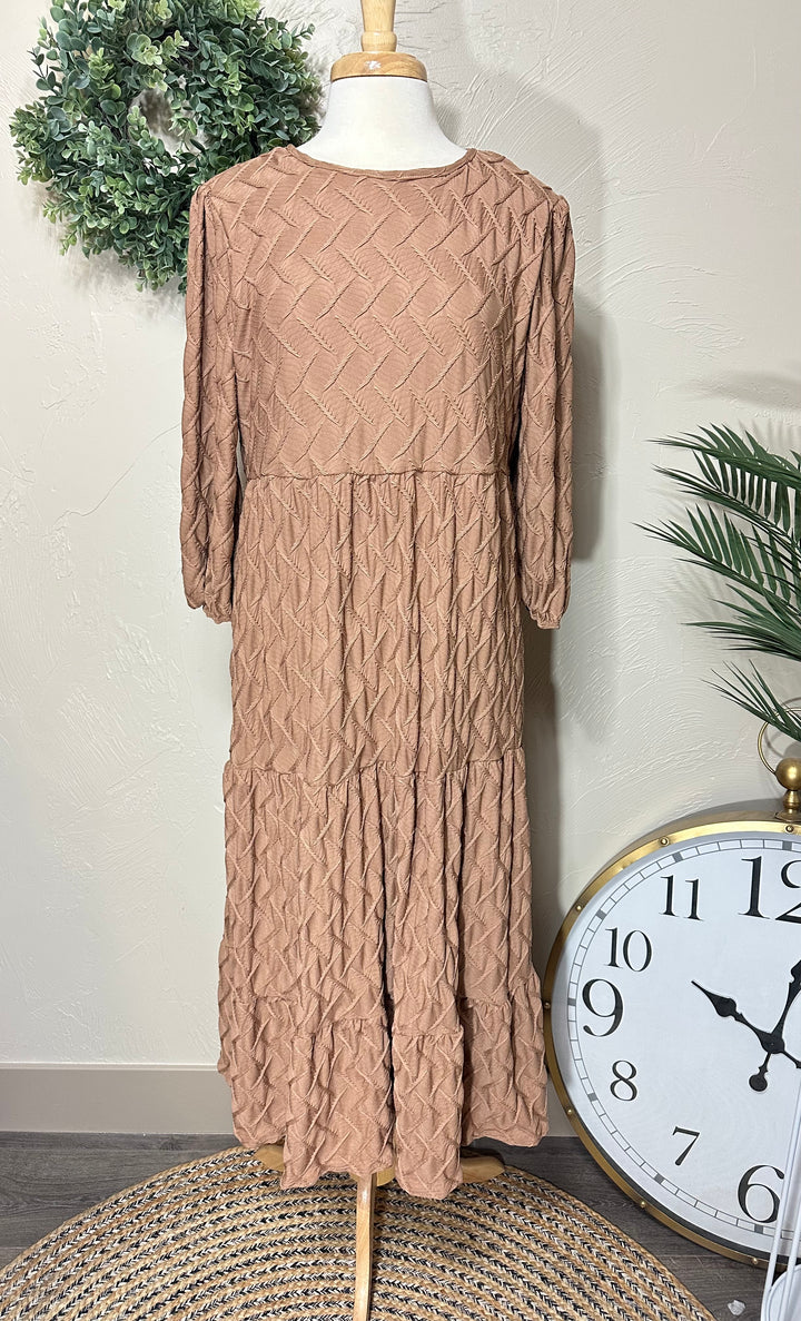 Liza Lou's Lined Long Modest Taupe Molly Dress