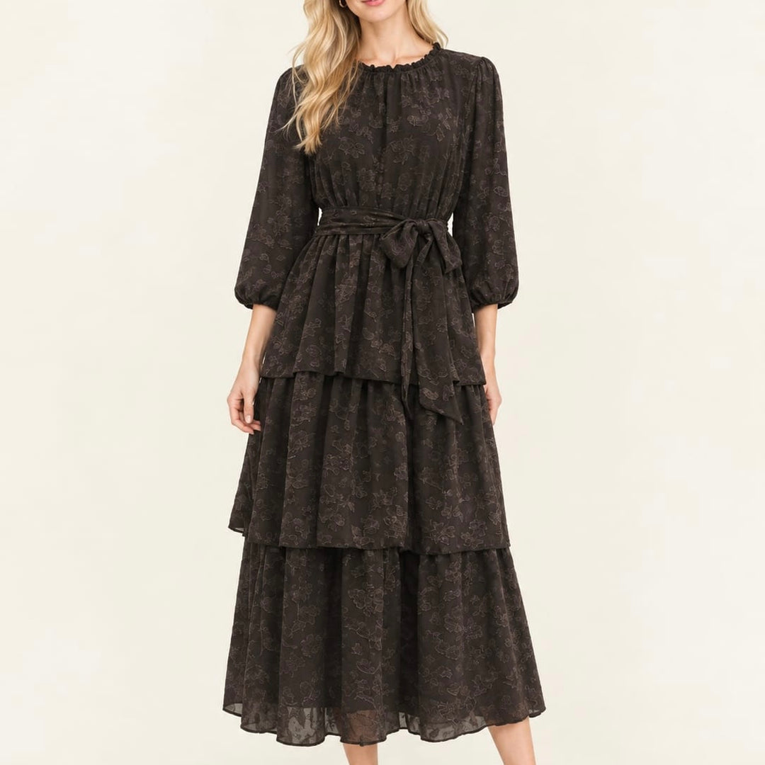 Liza Lou’s Chocolate Brown Lace Elegant Dress