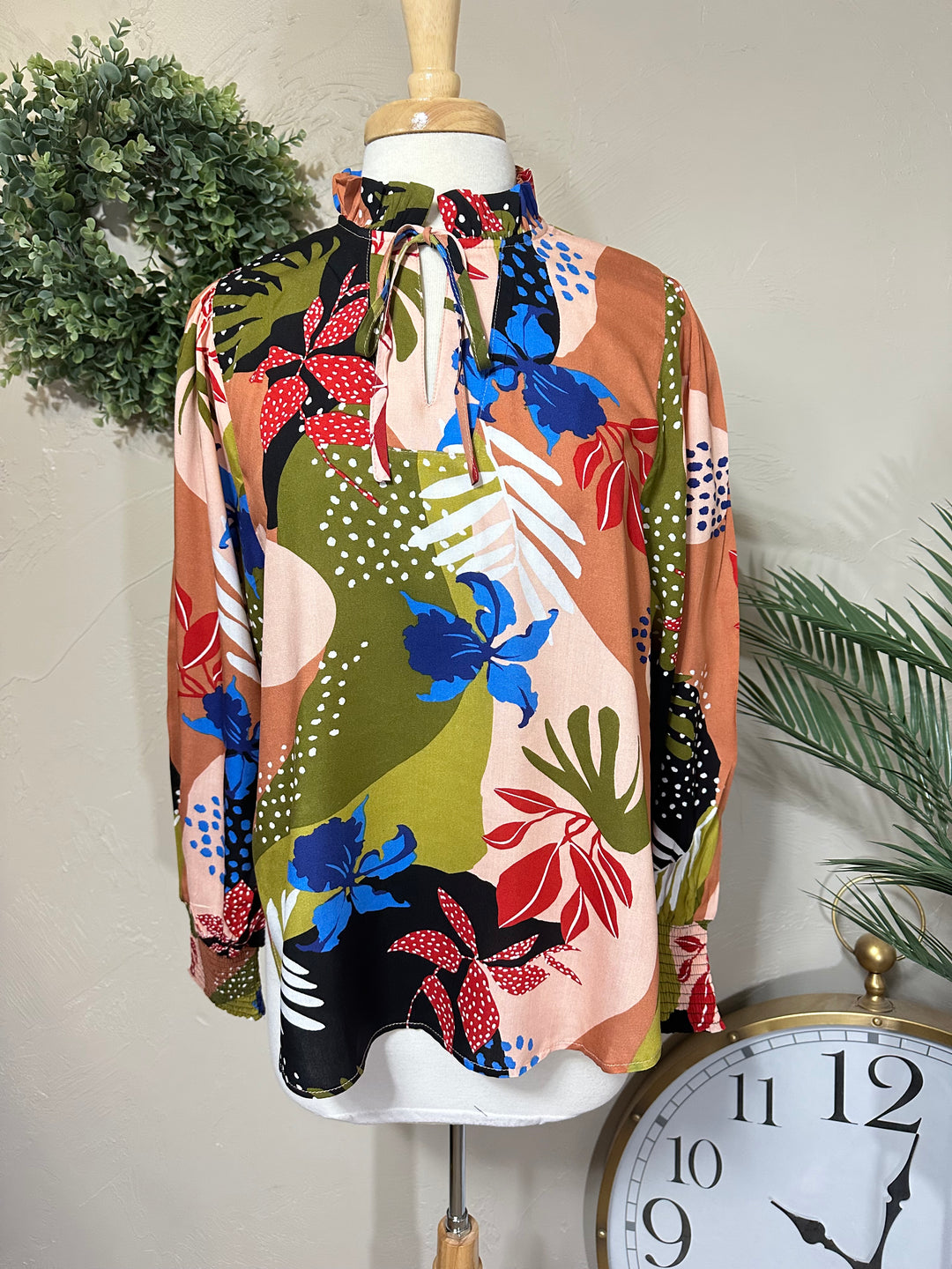 Challis Floral Printed Elegant Blouse Top