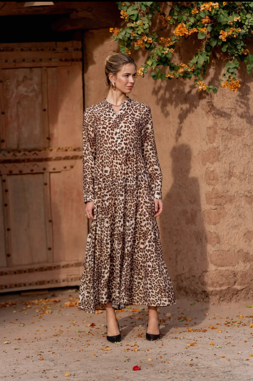 Liza Lou's Animal Print Design Marbella Silk Modest Dress