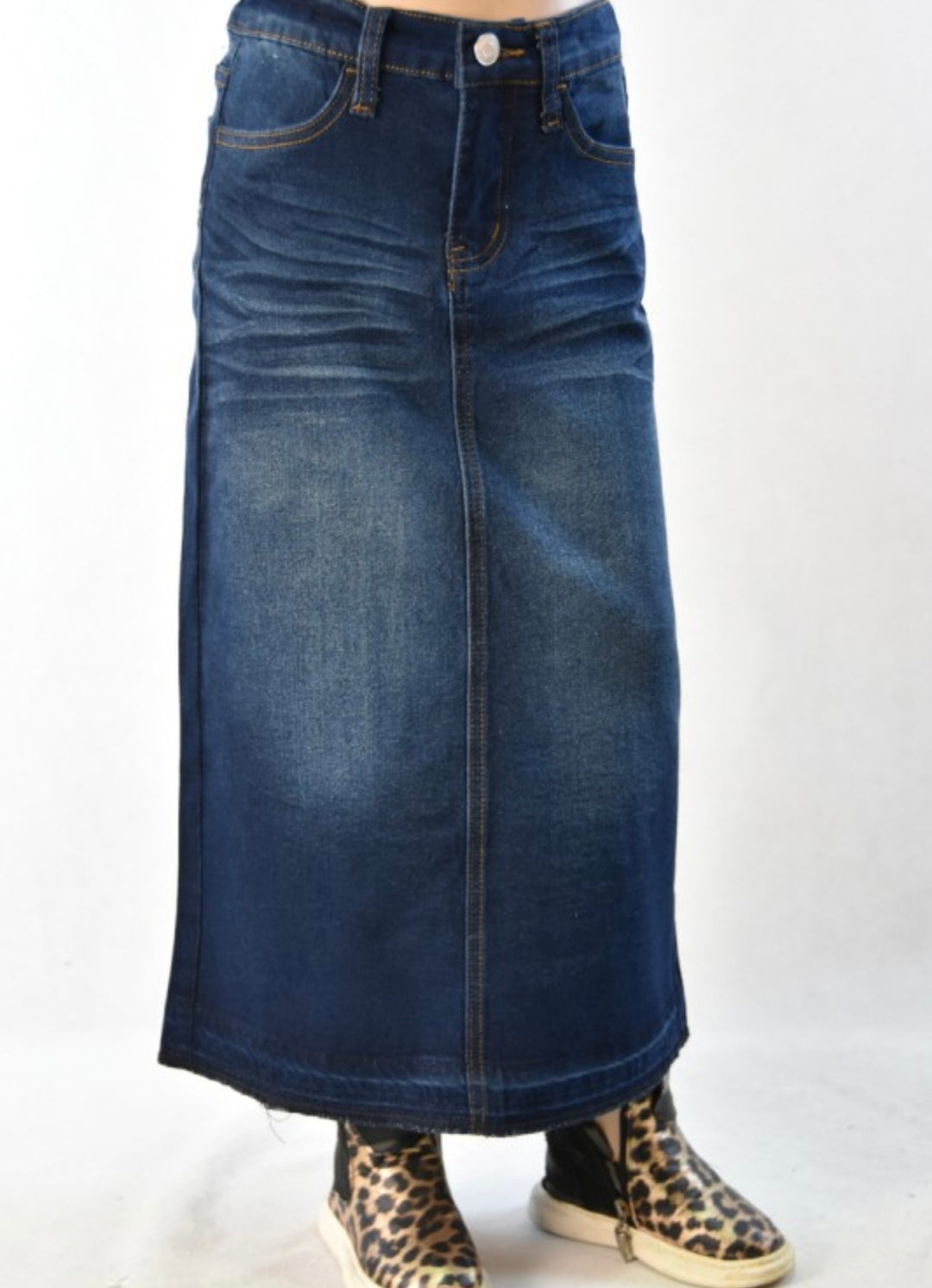 Liza Lou's Darling Girls Modest Long Denim Skirt