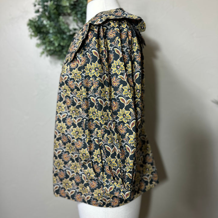 Liza Lou’s Black Paisley Peter Pan Collar Blouse Top