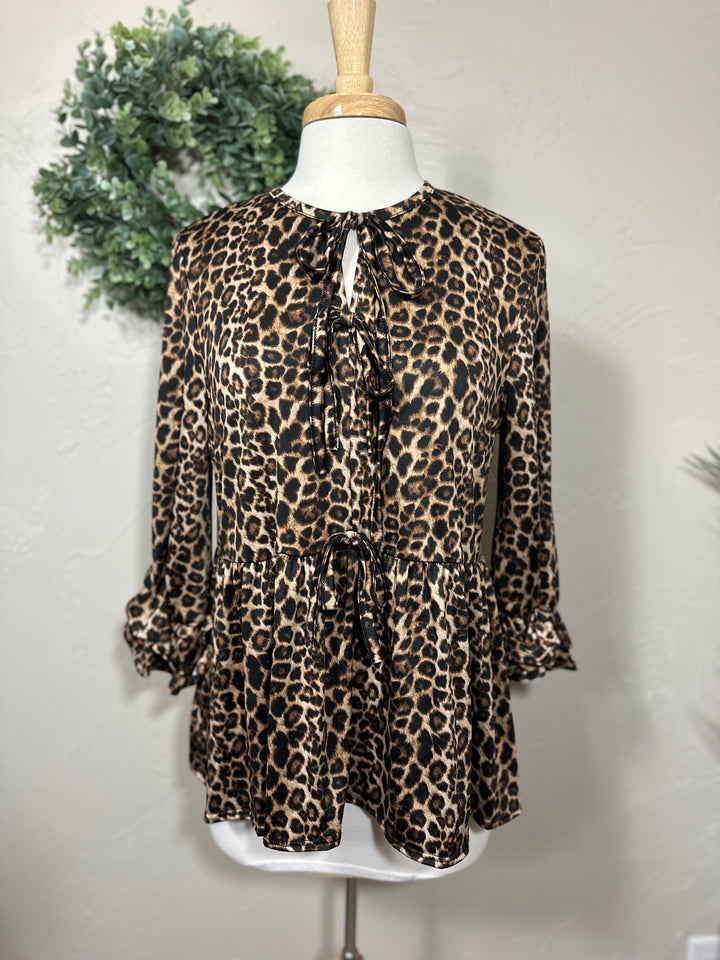 Liza Lou's Animal Print Bow Front Top