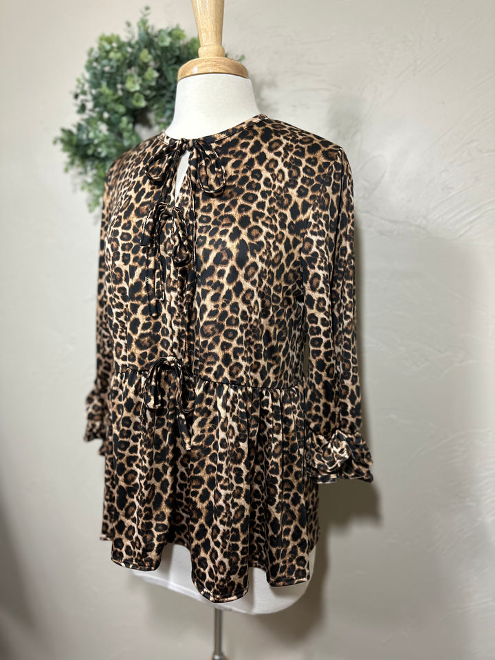 Liza Lou's Animal Print Bow Front Top