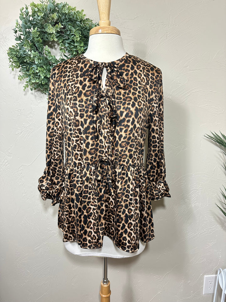Liza Lou's Animal Print Bow Front Top