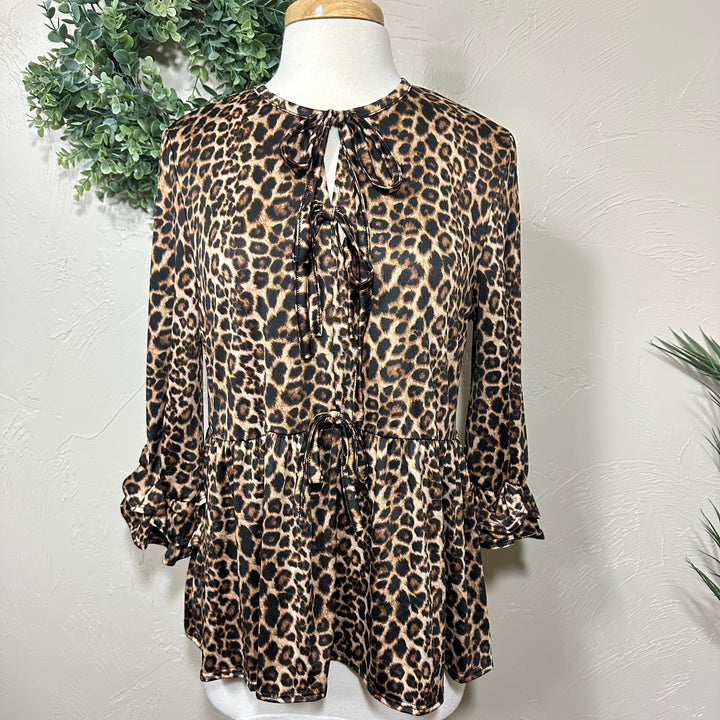Liza Lou's Animal Print Bow Front Top