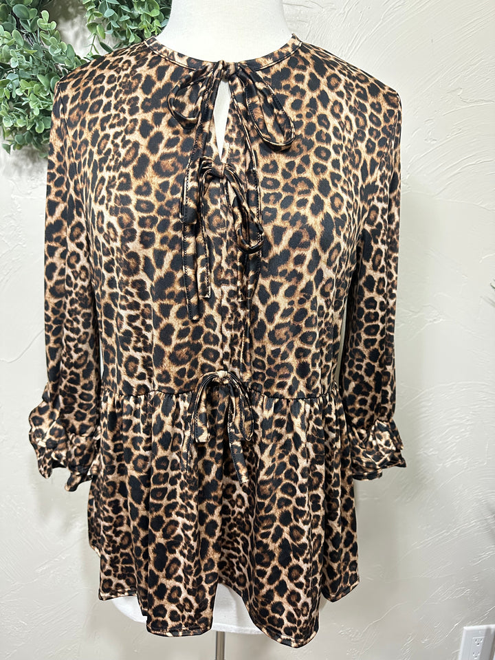 Liza Lou's Animal Print Bow Front Top