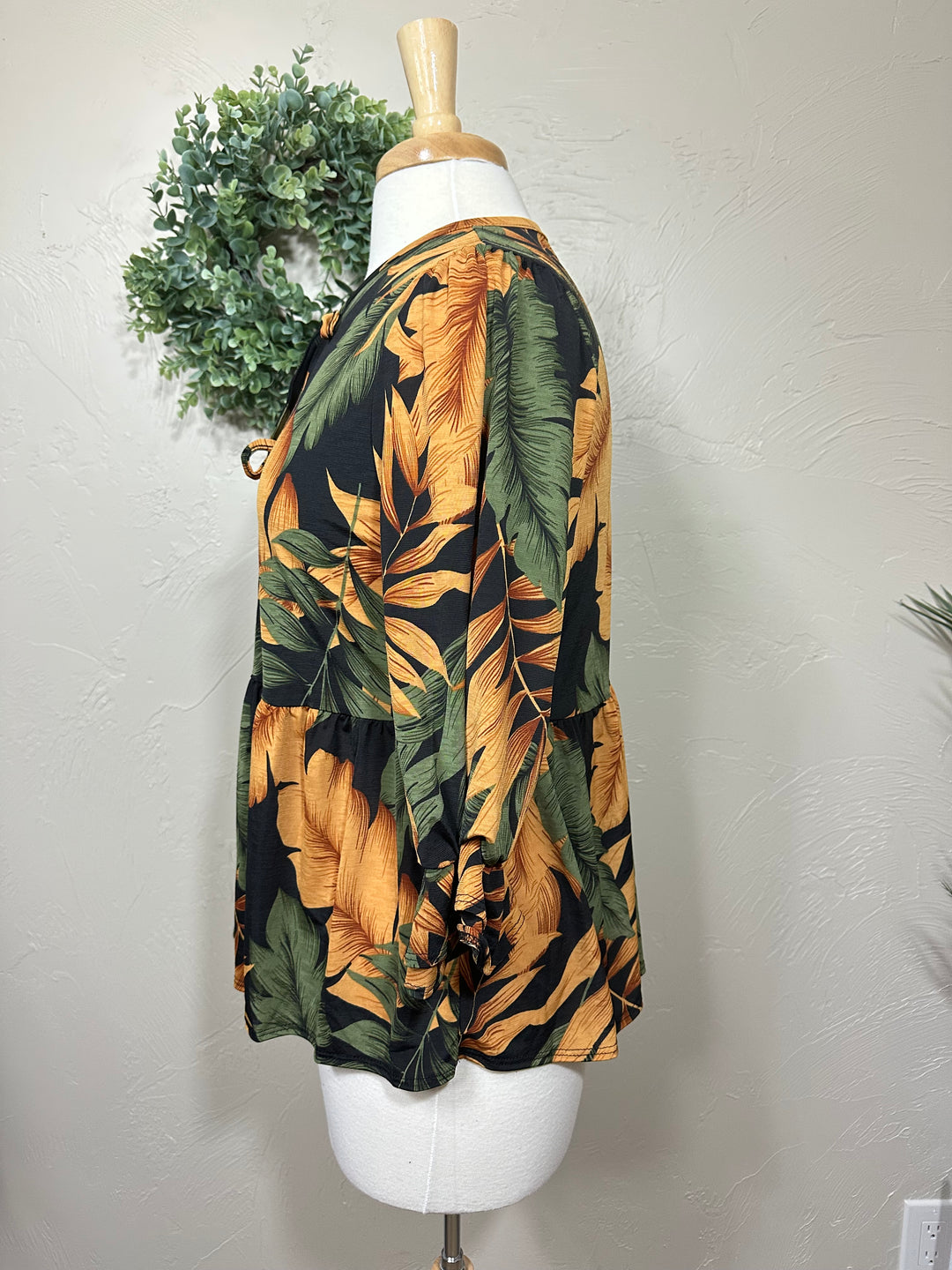 Liza Lou's Green Mustard Leaf Bow Front Top