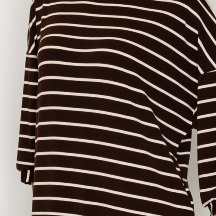 Liza Lou’s Ellie Dark Chocolate Striped Loose Fit Day Dress