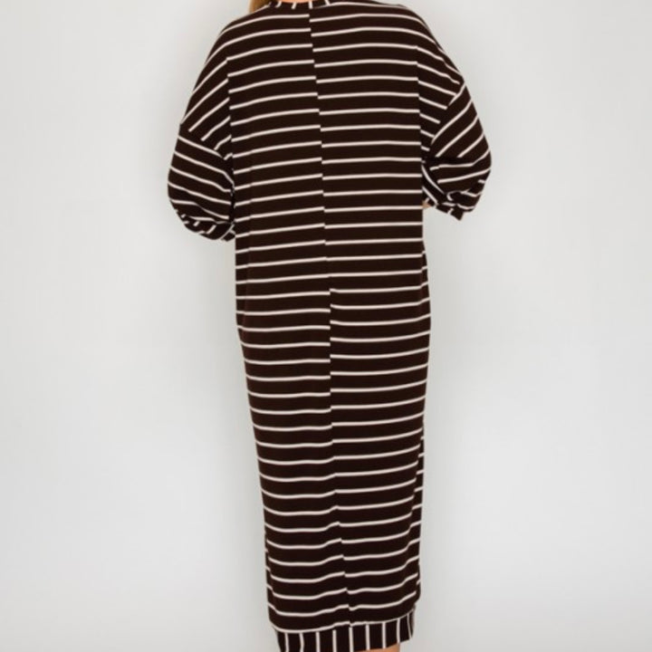 Liza Lou’s Ellie Dark Chocolate Striped Loose Fit Day Dress