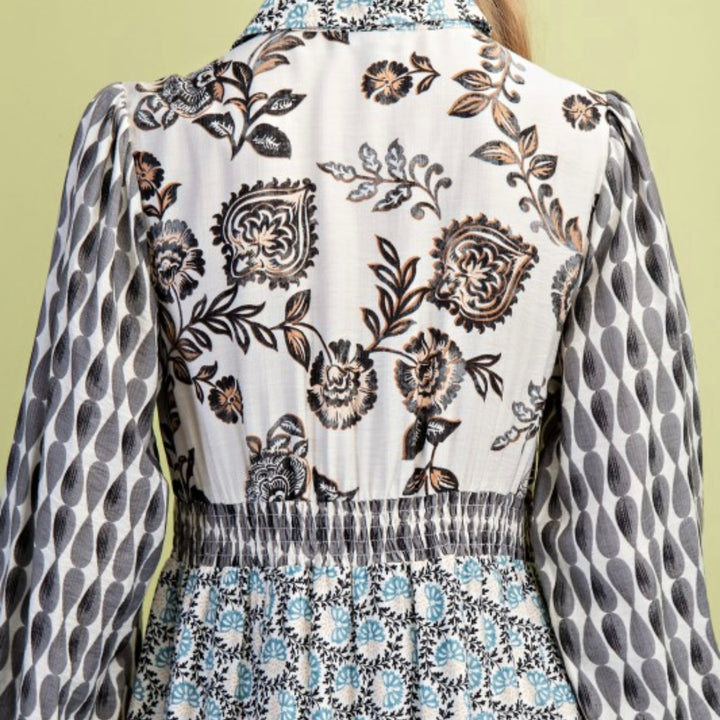 Liza Lou's Mixed Print Button Up Dress