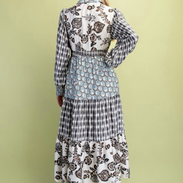 Liza Lou's Mixed Print Button Up Dress