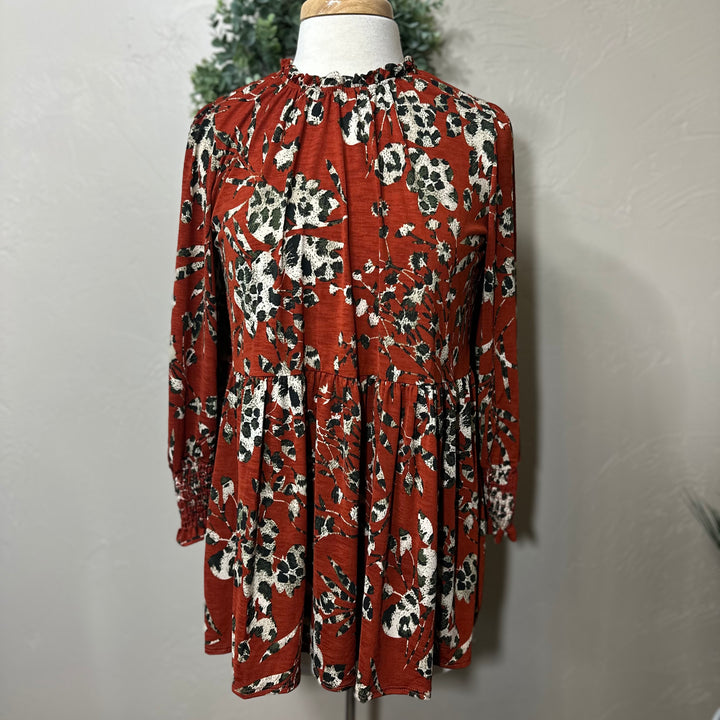 Liza Lou’s Rust Animal Print Tunic Top